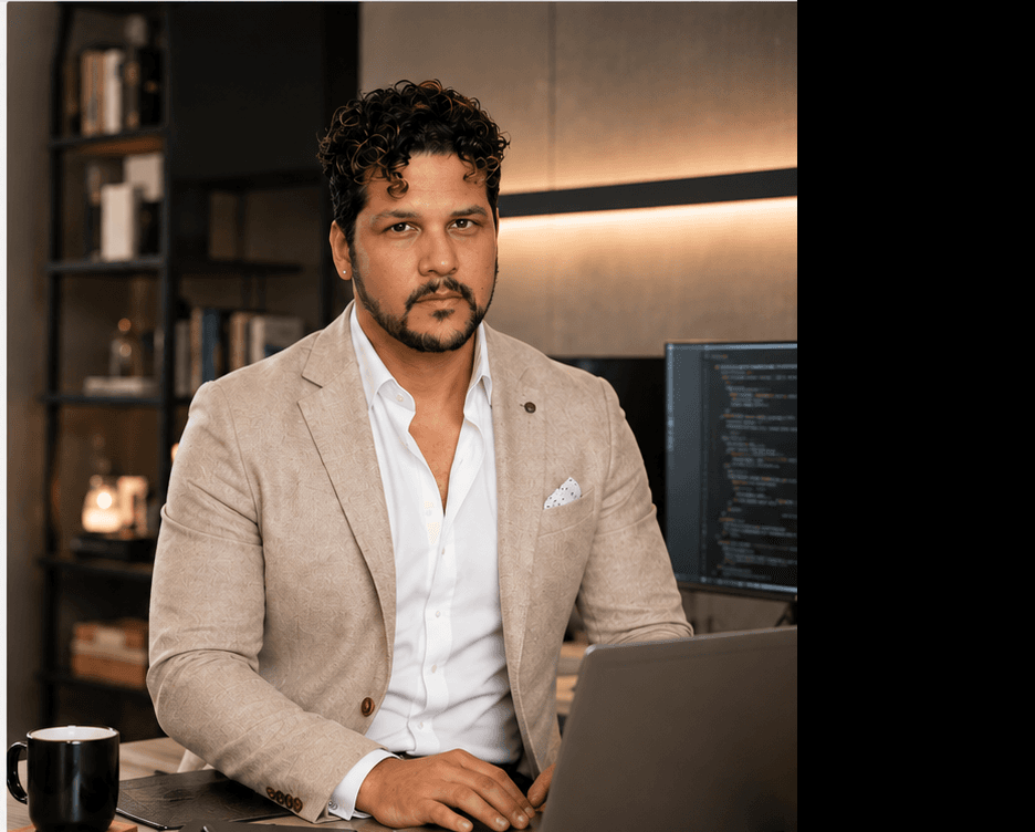 Saulo Pavanello em seu ambiente de trabalho